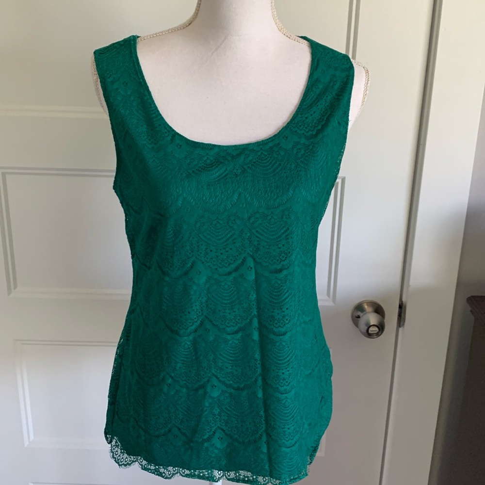 Banana Republic emerald color lace overlay size Medium.